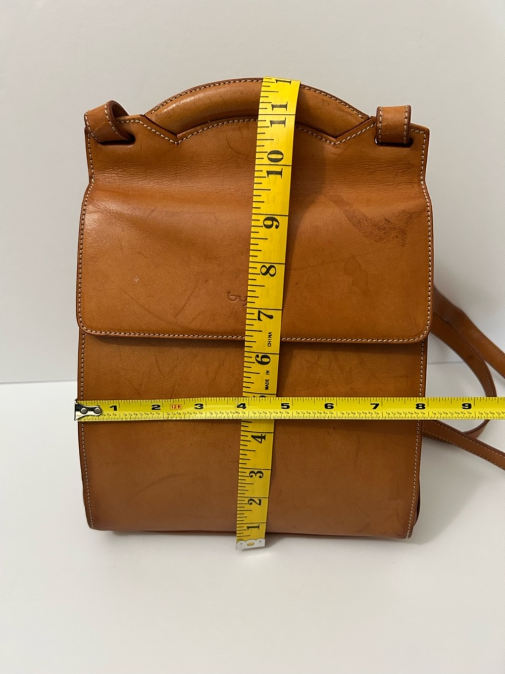 Byblos - Vintage Leather Backpack with Top Handle made in Italy. - Picture 11 of 15